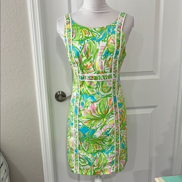 Lilly Pulitzer Tropical Print Fryer Shift Dress Elephant Ears - Picture 2 of 13